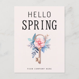 Postal Floral Hello Spring Real Estate House Key