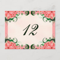 Floral Hibiscus Pink Reception Table Number Cards