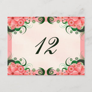Postal Floral Hibiscus Pink Reception Table Number Cards