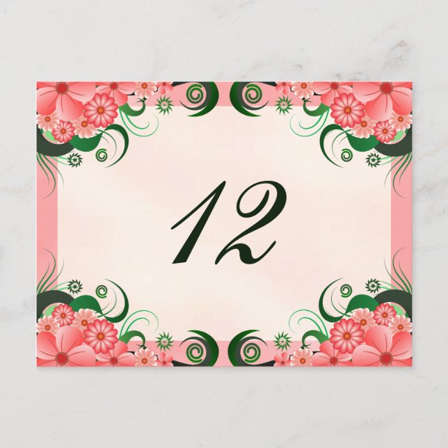 Postal Floral Hibiscus Pink Reception Table Number Cards (Anverso)
