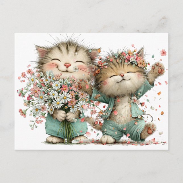 Postal Floral Kitties  (Anverso)