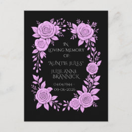 POSTAL FLORAL LAVENDER. IN LOVING MEMORY KEEPSAKE, 