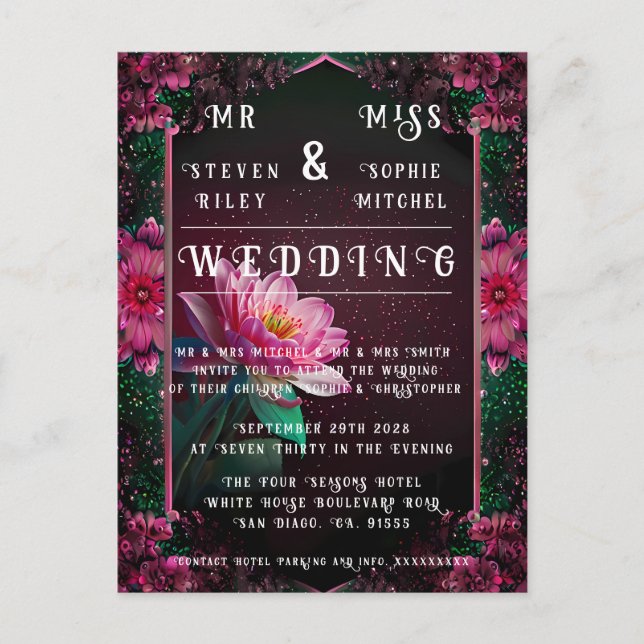 Postal Floral Lotus Boda Suite | Starry Night Romance (Anverso)