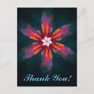 Postal Floral Mandala Flores Naranja Azul Rojo Resumen