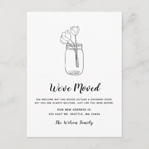 Postal Floral Mason Jar Hemos Mudado Nueva Dirección Movi