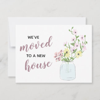 Postal Floral Mason Jar Hemos Mudado Nueva Dirección Movi