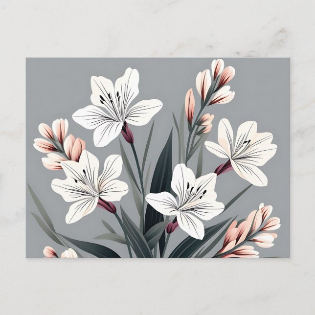 Postal Floral minimalista de Alstroemeria (Anverso)