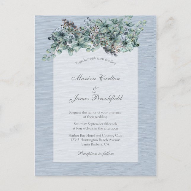 Postal Floral moderna todo en una sola boda RSVP (Anverso)