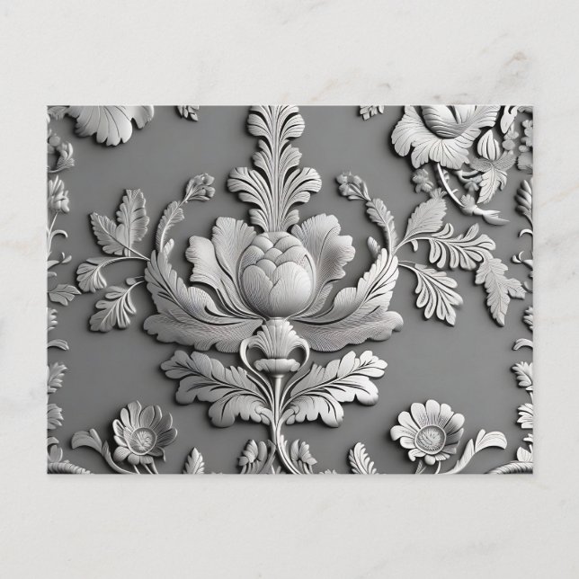 Postal Floral monocromática sofisticada (Anverso)