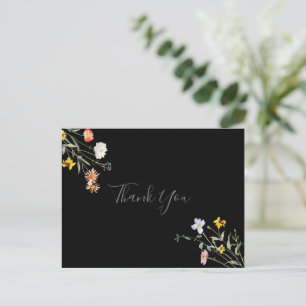 Postal Floral Multicolor Salvaje Negro Gracias