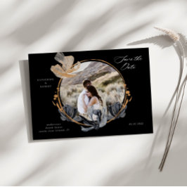 Postal Floral negra de oro exclusiva salva la fecha