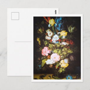 Postal Floral Oscuro Vintage