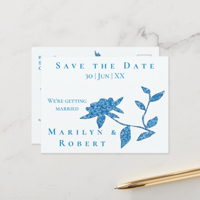 Postal Floral pelorosa azul oriental (Anverso/Reverso In Situ)