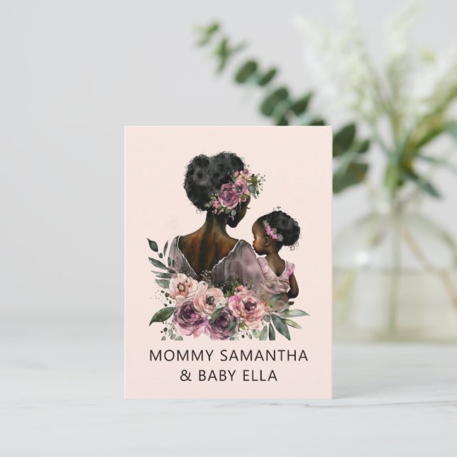 Postal Floral Personalizado Mamá y Bebé (Anverso de pie)