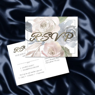 Postal Floral Polvoriento   Crema Azul Ahumado Entrante d