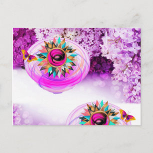 Postal Floral púrpura postcard