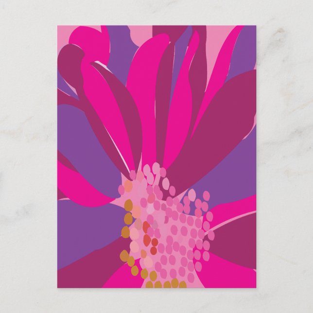 Postal Floral púrpura rosa (Anverso)