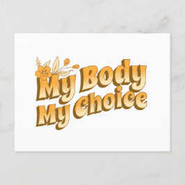 Postal Floral Retro mi cuerpo mi elección Derechos de la 