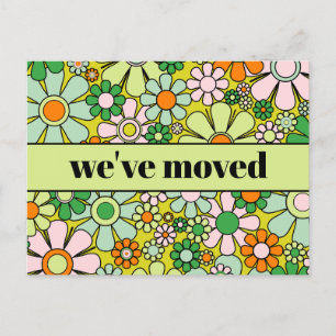 Postal Floral Retroprimaveral Nueva Dirección / Nos hemos