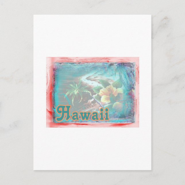 Postal Floral roja hawaiana (Anverso)