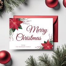 Floral Rojo Poinsettia Feliz Navidad