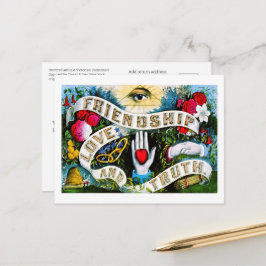 Postal Floral romántica San Valentín Amor Amistad Masónic