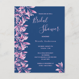 Postal Floral rosa azul Bridal Shower