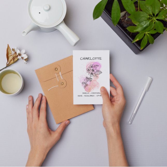 Postal Floral Rosa Cerezo Gracias Minimalista (Subido por el creador)