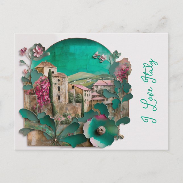 Postal Floral rosa Italia (Anverso)