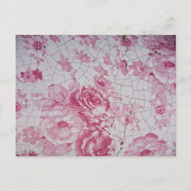 Postal Floral rosa vintage (Anverso)