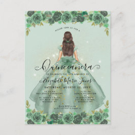 Postal Floral Sage Green Gold Glam Princess Quinceanera