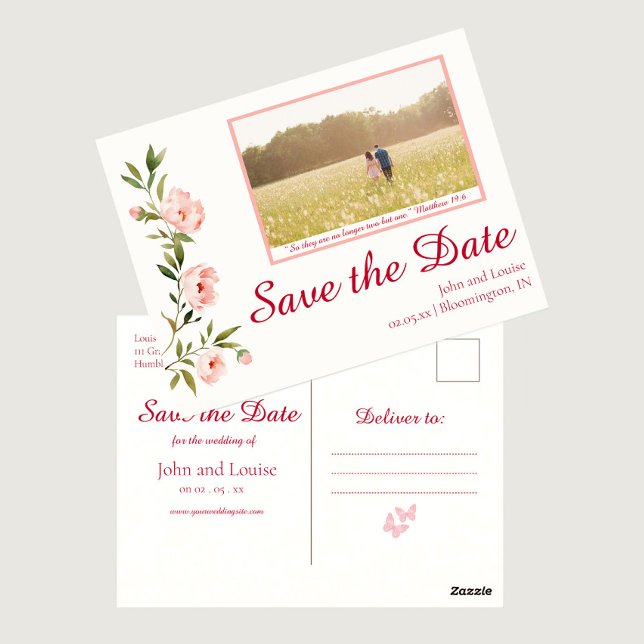 Postal Floral Salven la fecha cristiana Boda (Subido por el creador)