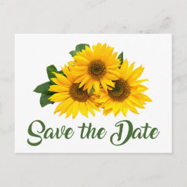 Postal Floral Save the Date Yellow Sunflower Engagement