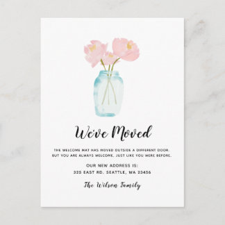 Postal Floral Simple Nos Hemos Mudado Nueva Dirección Mud