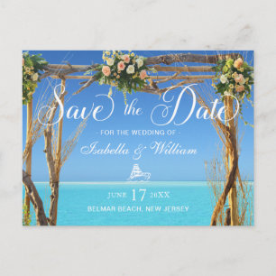 Postal Floral Summer Beach Wedding Gate Salva la fecha