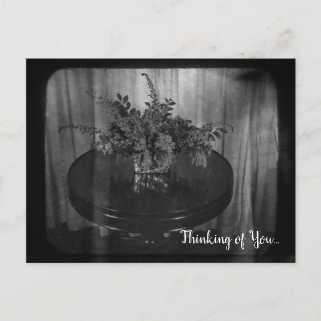 Postal Floral Thinking of You Fllowers Monocrome (Anverso)
