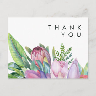 Postal Floral tropical colorida Boda Gracias