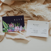 Floral tropical colorida | Púrpura Boda RSVP