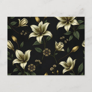 Postal Floral vintage con follaje verde