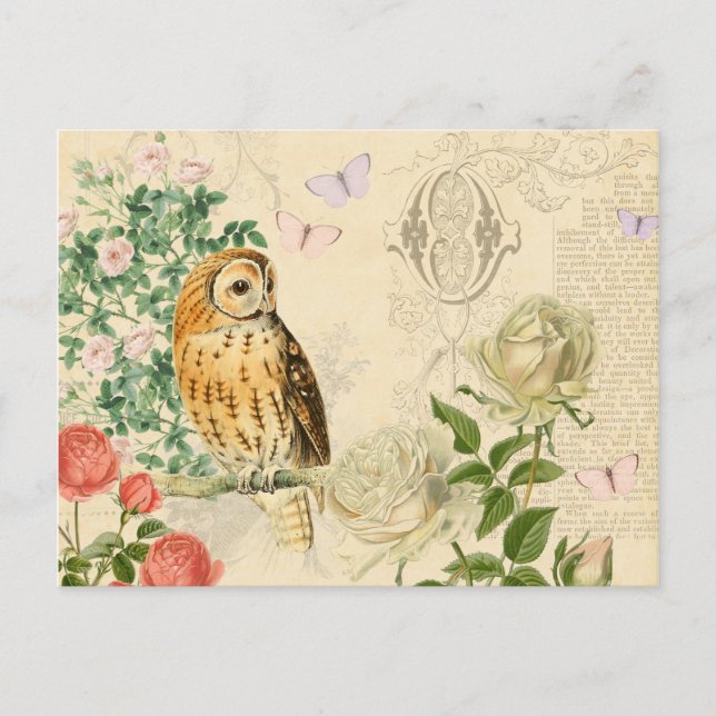 Postal floral vintage con hermosos rosas (Anverso)