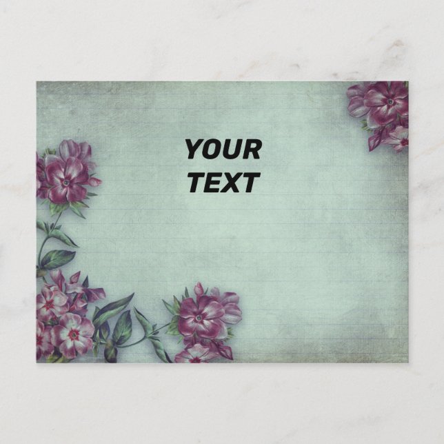 Postal Floral vintage con líneas (Anverso)