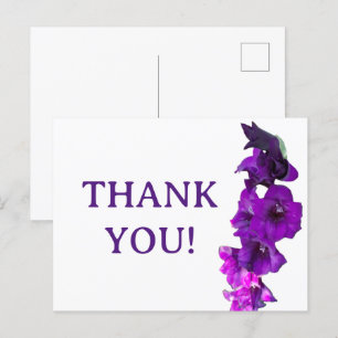 Postal Floral violeta morada gladiolus
