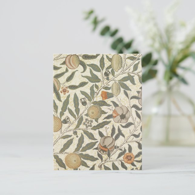 Postal Floral virgen William Morris Fruit (Anverso de pie)