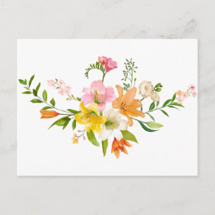 Postal Floral Watercolor Lily Flowers Hola, Gracias