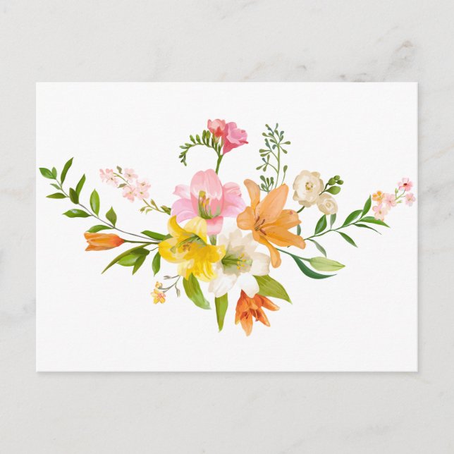 Postal Floral Watercolor Lily Flowers Hola, Gracias (Anverso)