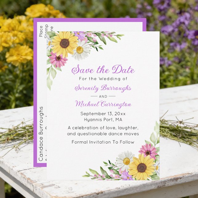 Postal Floral Wildflower Save the Date Wedding (Subido por el creador)