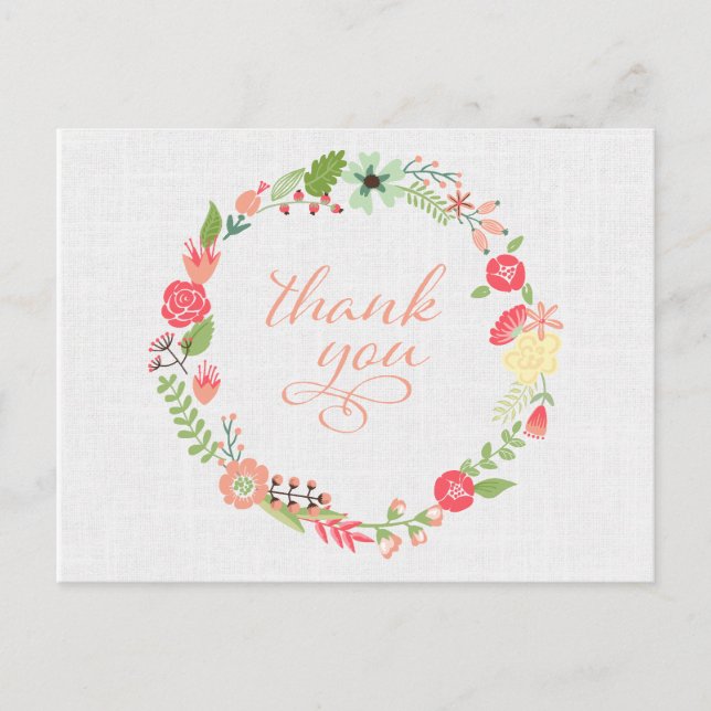 Postal Floral Wreath Gracias Postcard (Anverso)