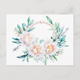 Postal Floral Wreath with Peonies Elegant Valentine’s Day