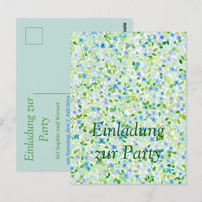 Postal Florale Party in zarten  Pastelltönen (Anverso / Reverso)
