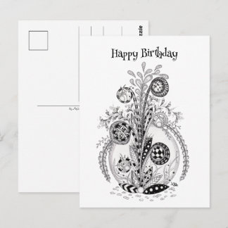 Postal Florale Pflanze im Tangle Design - 